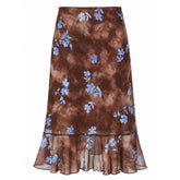 fairycore blue floral ruffle skirt boogzel clothing