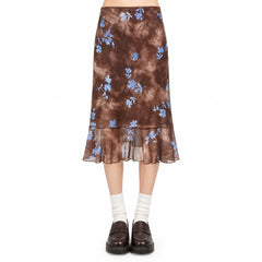 fairycore blue floral ruffle skirt boogzel clothing
