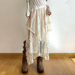 fairycore asymmetrical lace skirt boogzel clothing