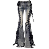 fairy grunge lace up flared jeans boogzel clothing