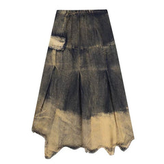 fairy grunge washed long denim skirt boogzel clothing