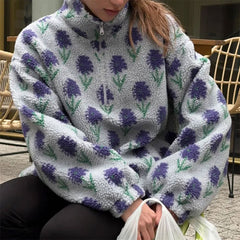 floral zip up fleece sweatshirt boogzel clothing