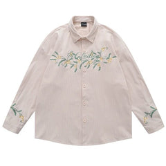 floral embroidery button-up shirt boogzel clothing