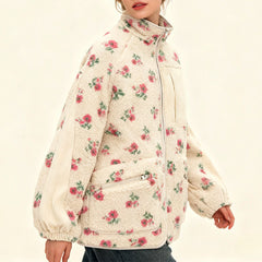 floral faux sherpa fleece jacket boogzel clothing