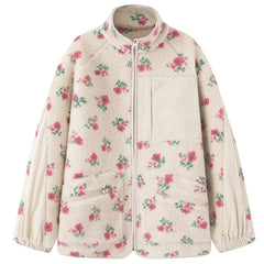 floral faux sherpa fleece jacket boogzel clothing