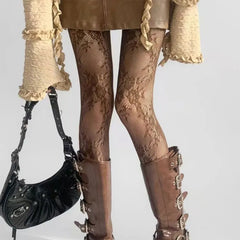 floral lace patterned tights boogzel clothing
