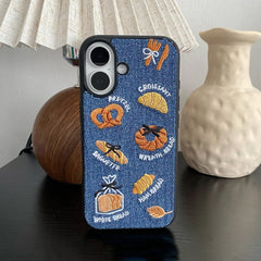 french bakery denim embroidery iphone case boogzel clothing