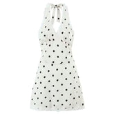 french girl polka dot lace halter dress boogzel clothing