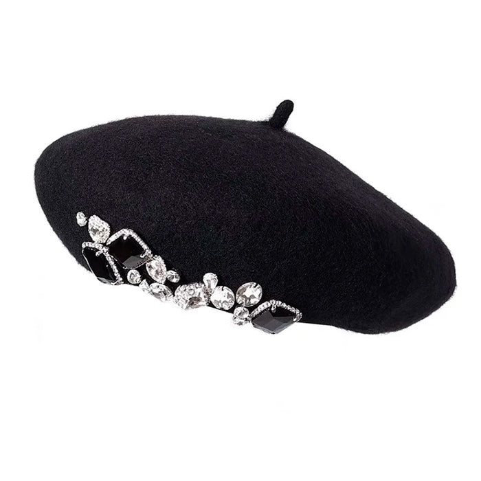 french girl rhinestone beret boogzel clothing
