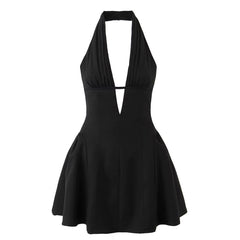 french girl v-neck halter dress boogzel clothing
