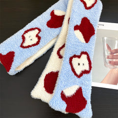 fuzzy apple pattern scarf boogzel clothing