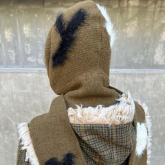 fuzzy heart knit hooded scarf boogzel clothing