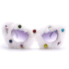 fuzzy rhinestone sunglasses boogzel clothing