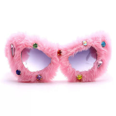 fuzzy rhinestone sunglasses boogzel clothing