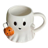 ghost with pumpkin ceramic mug boogzel clothing