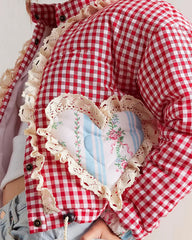 gingham heart pocket jacket boogzel clothing