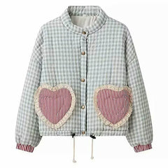 gingham heart pocket coat boogzel clothing