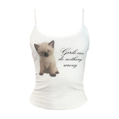 Girls Can Do Nothing Wrong Tank Top - cat print y2k top - y2k clothing - boogzel