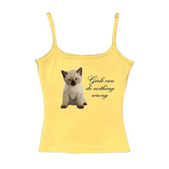 Girls Can Do Nothing Wrong Tank Top - cat print y2k top - y2k clothing - boogzel