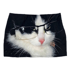 glasses cat print micro skirt boogzel clothing