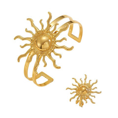 gold sun bracelet and ring set boogzel clothing