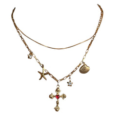 gothic cross layered necklace boogzel clothing