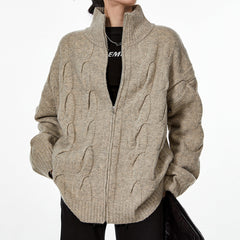 grandpa style cable knit zip jumper boogzel clothing