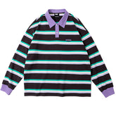 grape mint stripe rugby polo shirt boogzel clothing