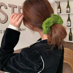 green tweed scrunchie boogzel clothing