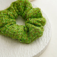 green tweed scrunchie boogzel clothing