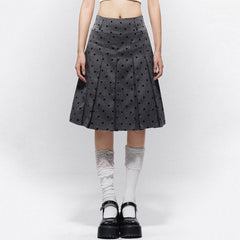 grey polka dot pleated skirt boogzel clothing