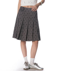 grey polka dot pleated skirt boogzel clothing