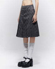 grey polka dot pleated skirt boogzel clothing