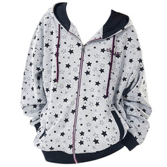 grey star print zip up hoodie boogzel clothing