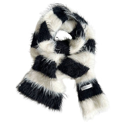 grunge aesthetic fuzzy striped scarf boogzel clothing