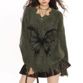 grunge butterfly fuzzy knit sweater boogzel clothing