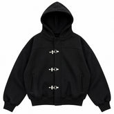 grunge metal clasp zip-up hoodie boogzel clothing
