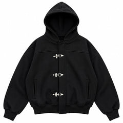 grunge metal clasp zip-up hoodie boogzel clothing