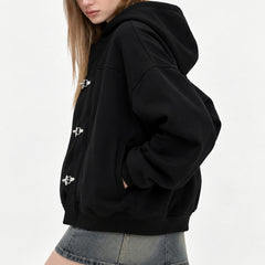 grunge metal clasp zip-up hoodie boogzel clothing