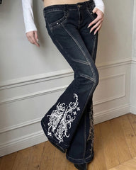 grunge aesthetic flared jeans boogzel clothing
