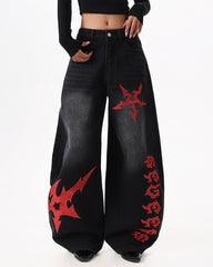 grunge aesthetic wide leg jeans boogzel clothing