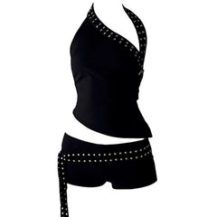 grunge asymmetric top and mini shorts co ord boogzel clothing