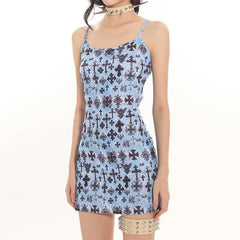 grunge cross print mini dress boogzel clothing