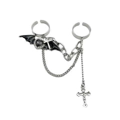 grunge heart cross double ring boogzel clothing
