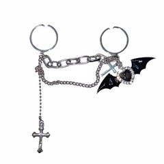 grunge heart cross double ring boogzel clothing