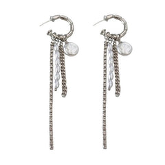 grunge pearl chain tassel earrings boogzel clothing