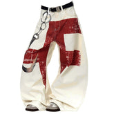 grunge red cross print wide leg pants boogzel clothing