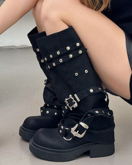 grunge sleaze combat buckle boots boogzel clothing