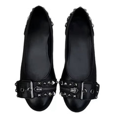 grunge sleaze studded ballet flats boogzel clothing