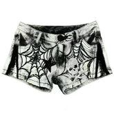 grunge spider web print denim shorts boogzel clothing